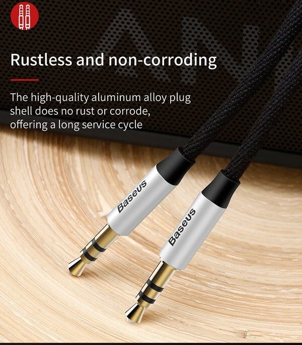 Baseus 3ft /1M 3.5mm Aux Auxiliary Cable Male to Male Audio Stereo Cord Baseus 3ft /1M 3.5mm Aux Auxiliary Cable Male to Male Audio Stereo Cord